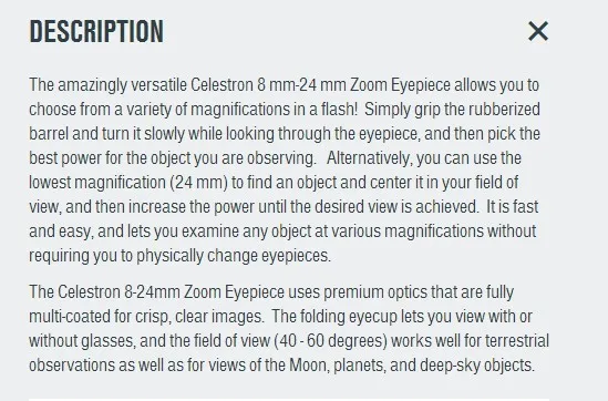 Celestron telescópio astronômico ocular 1.25 polegada 8-24mm
