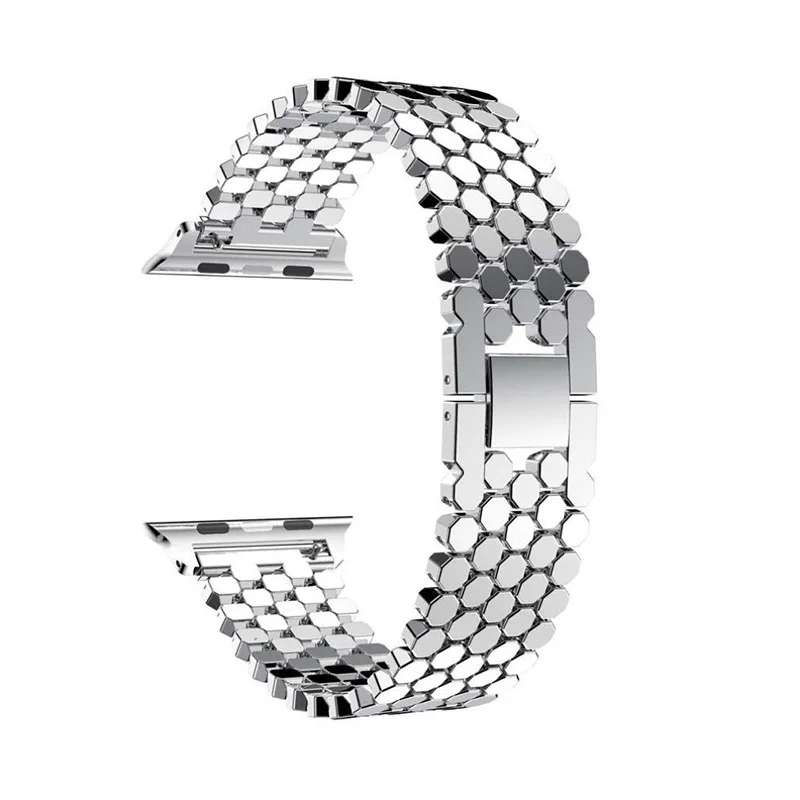 Роскошные Нержавеющая сталь ремешок для наручных часов для Apple Iwatch 1/2/3/4 раскладывающаяся застежка, сменный ремешок для наручных часов ремень ремешки на запястья длиной 38 мм 40 мм 42 44 мм