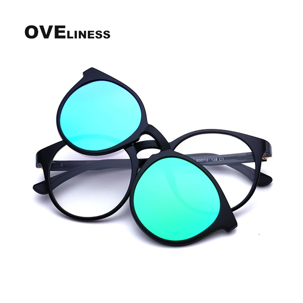 

round retro glasses frame Men women Polarized Clip On magnetic magnet Sunglasses Optical Prescription myopia eyeglasses eyewear