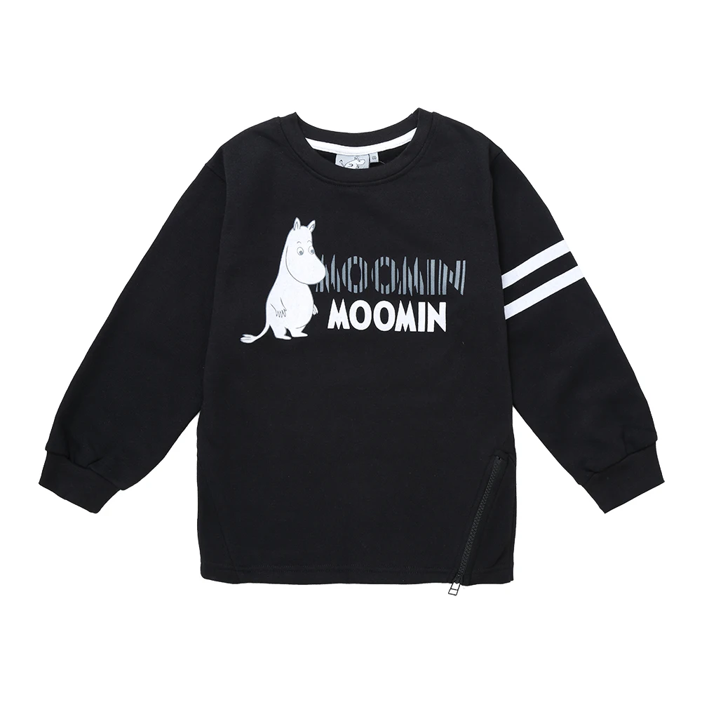 Спортивная рубашка Moomin черная кофта с длинными рукавами и круглым вырезом