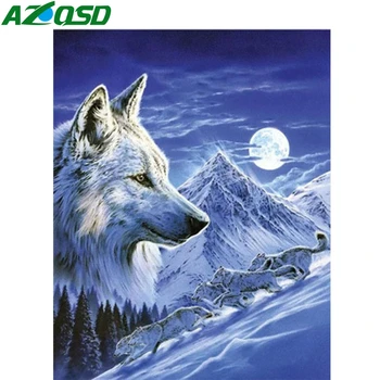 

AZQSD Oil Paintig By Numbers Wolf DIY Unframe Home Decoration Coloring By Numbers Animal Kits Acrylic Paint Handmade Gift