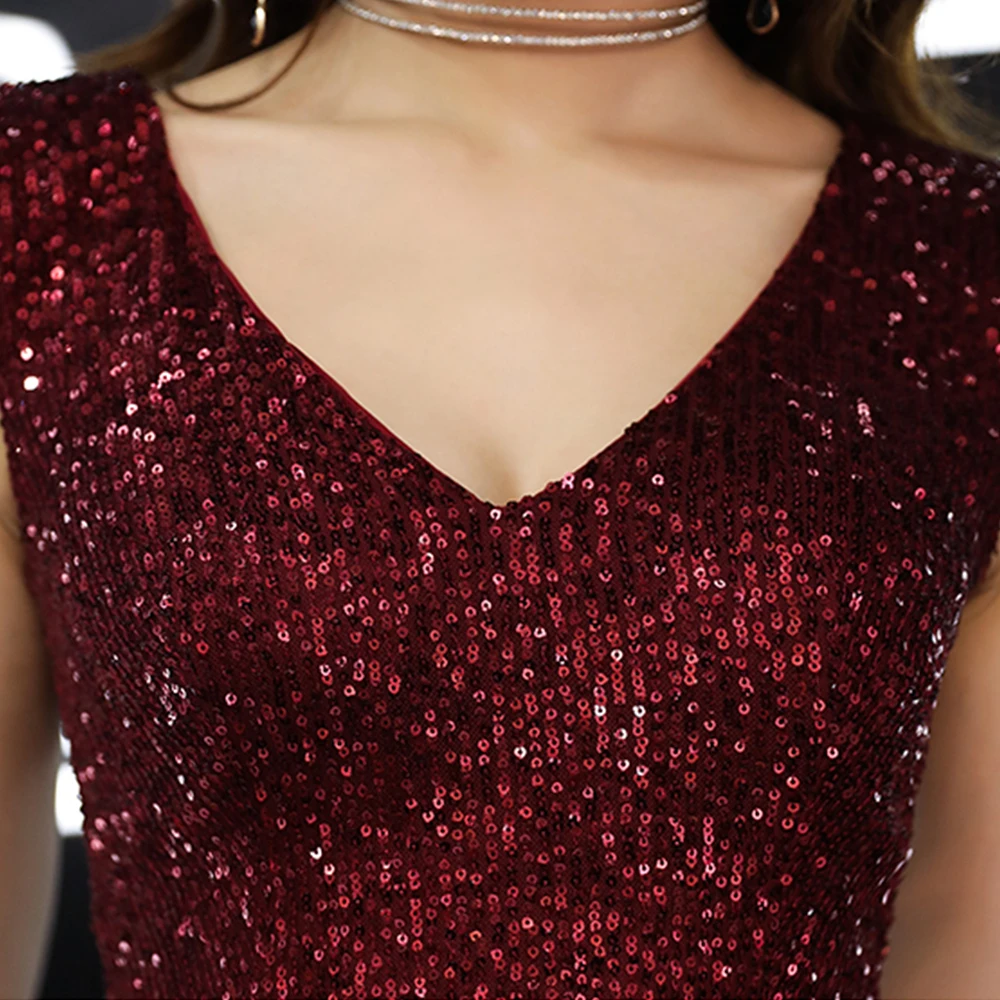 Вечернее платье, сексуальное, с v-образным вырезом, с блестками, Robe De Soiree,, бисероплетение, женские вечерние платья, с коротким рукавом, элегантные, формальные, вечерние платья F086