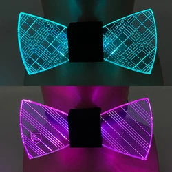 LED Acrylic Light up Bow Tie Luminous LED Men Bow Tie Flashing Costume Necktie DJ Dance Glow Decoration Men Ties Gift
