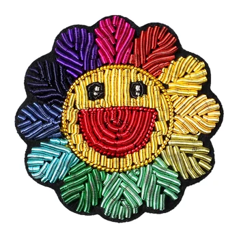 

Embroidery Pin Sunflower Colorful Sun Flower Brooch Ins Cute Japanese Cartoon Smiley Face Badge Tide