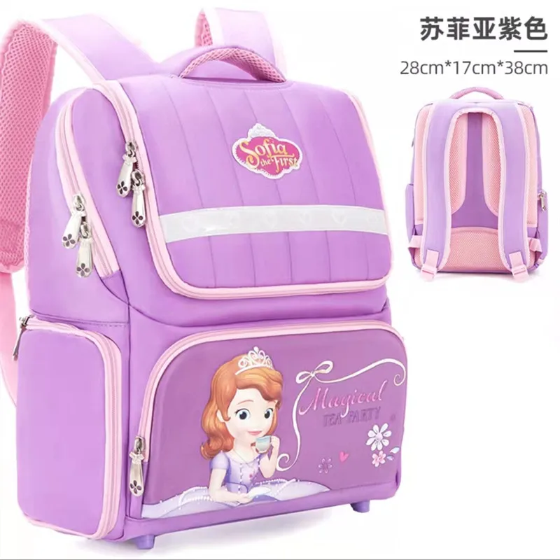 Disney Frozen Sofia School Bag For Girl Primary Student Shoulder Orthopedic Backpack Anna Elsa Grade 1-5 Large Capacity Mochilas