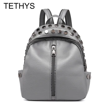 

TETHYS New Luxury Backpacks Women Nylon Backpack Rivet Bagpack Women School Bags Fashion Backpack for Teenager Girls Sac a Dos