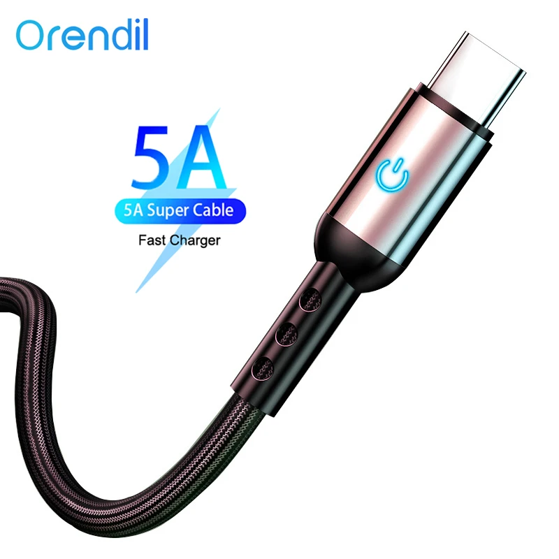 Зарядный кабель Orendil 5A USB Type-C для Huawei P40 Pro, быстрая зарядка, телефонный кабель для Mate 30 P30 Pro