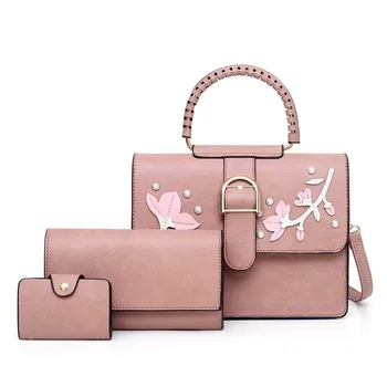 

Fashion lady leather fresh messenger top handle composite women hand Elegant casual purse shoulder bag bags set for women