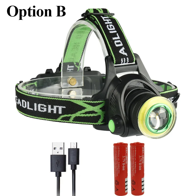 Option B Litwod Z207403 светодиодные фары головного света светильник XM-L U2 удара Micro USB Перезаряжаемые головки вспышки света светильник фонарь лампа Портативный светильник для кемпинга - Испускаемый цвет: Option B