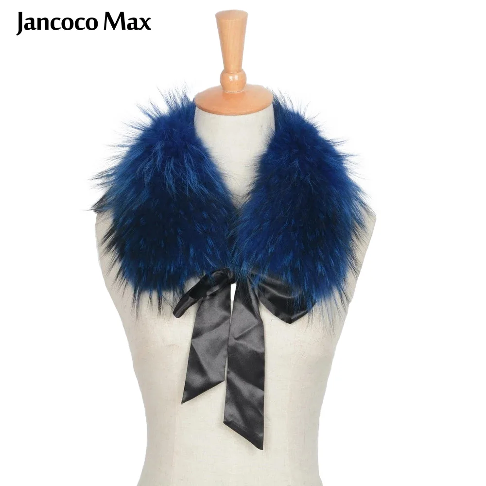 Jancoco Max женский шарф из натурального меха воротник енота зимнее пальто Обрезка с