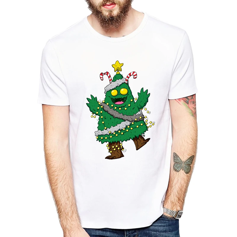 

New Brand Clothing Christmas Monster/Black Xmas Tree T Shirt Men Comfortable Tshirt Christmas Printed Fitness Man T-Shirt