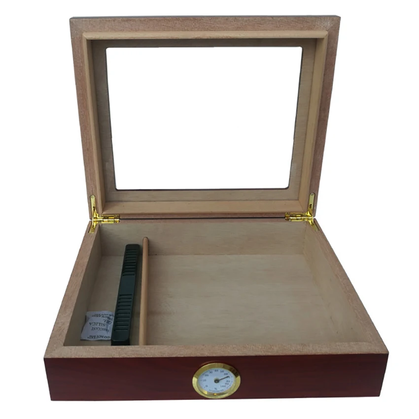 Настольные деревянные коробка для Хранения Сигар Humidor Glasstop с разделителем, увлажнитель, гигрометр вмещает от 20 до 30 сигар