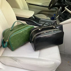Cosmetic Bag for Women 2Pcs/set Luxury Leather Large Travel Storage Bag Double Zipper Black Toiletry Bags Designer Makeup Bag