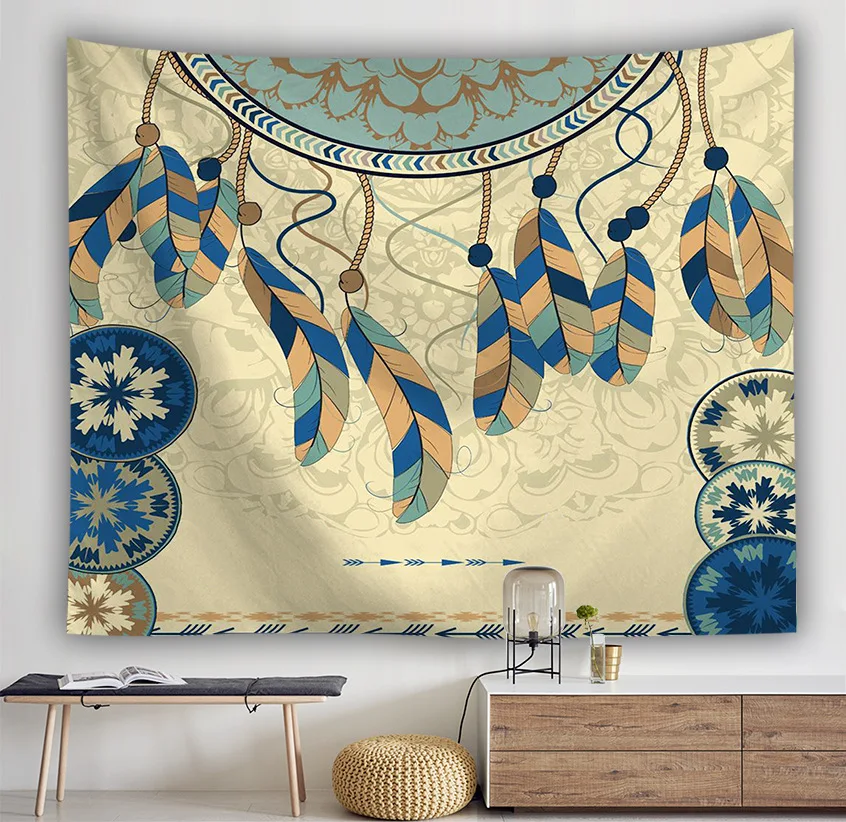 

Yaapeet 1pc Feather Printed Wall Tapestry New Classical Polyester Wall Hanging Colorful Retro Hanging Tapestry Pretty Wall Decor