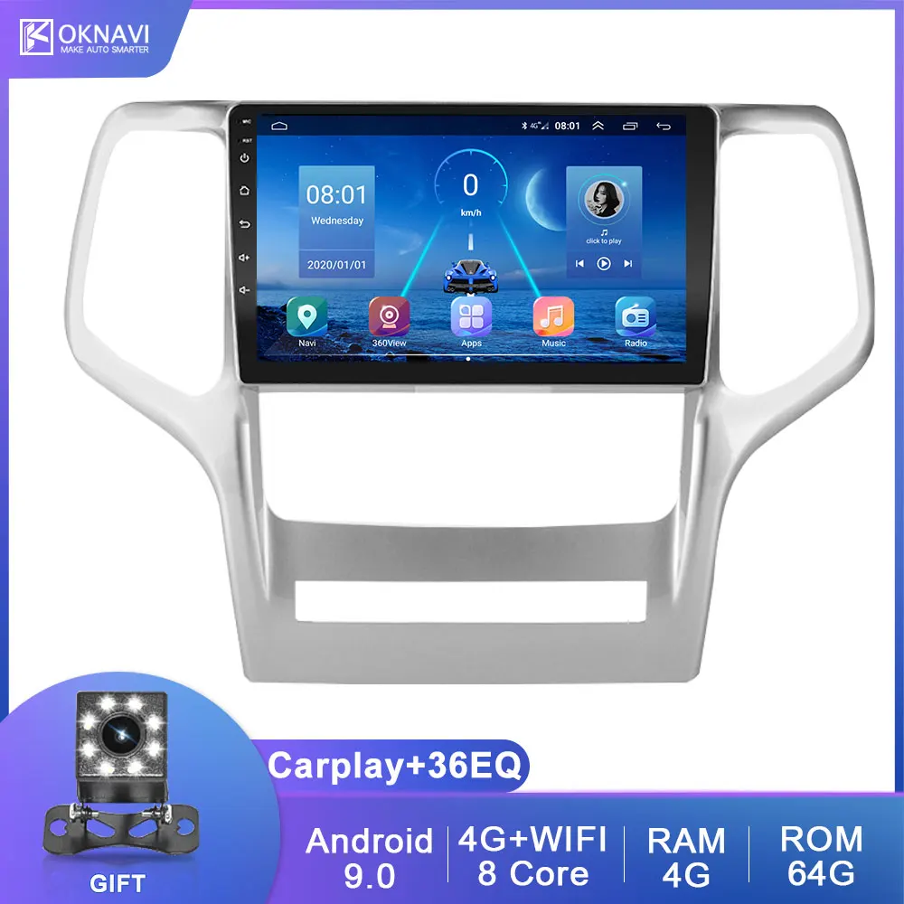 

For 9 Inch Jeep Grand Cherokee WK2 2008-2013 With DSP Carply 4G WIFI Camera GPS Navigation 2 DIn Radio Car Multimedia DVD Player