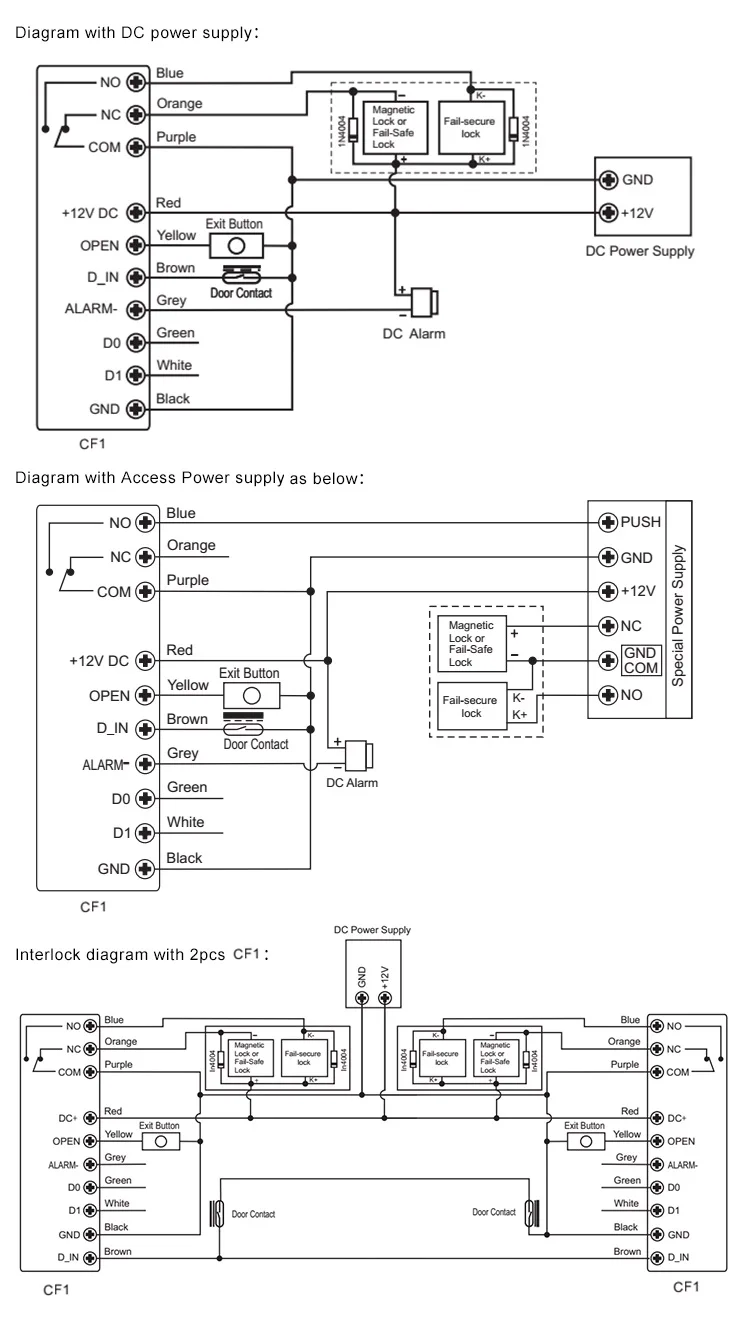 6 wiring for Rfid cf1 access controller