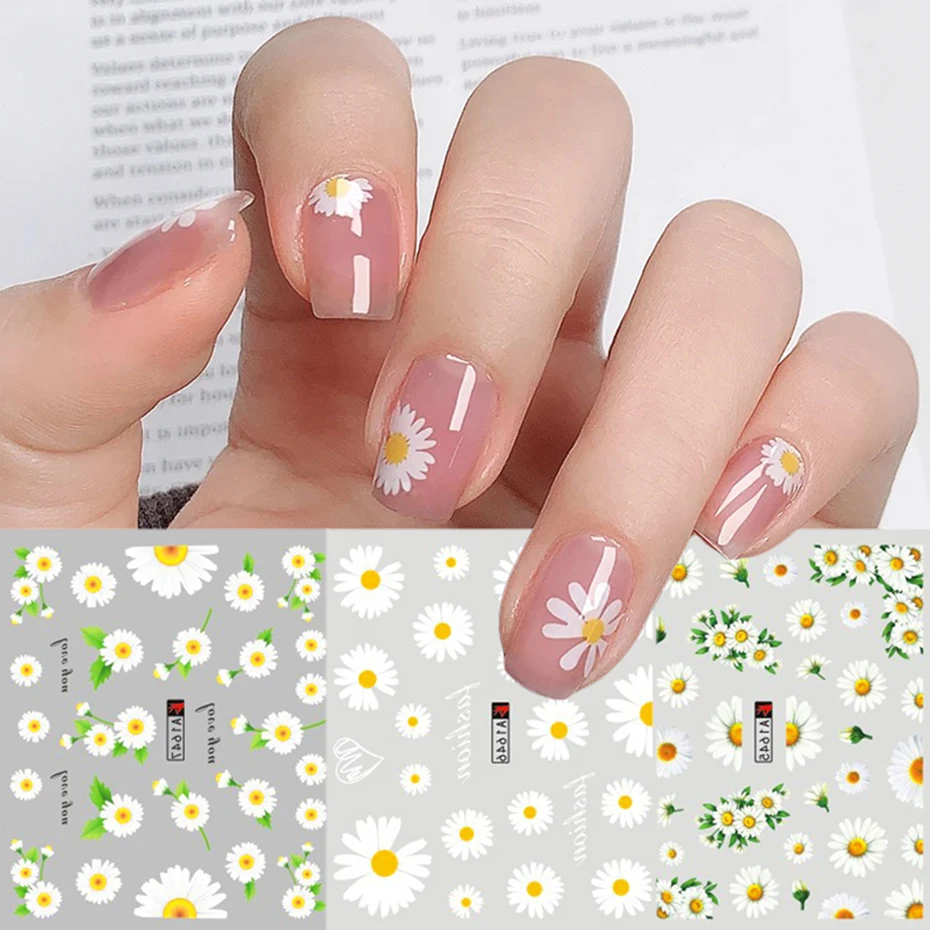 12pcs Stickers for Nails Daisy Flowers Fruit Nail Art Decorations Decals  Simple Summer Style Transfer Slider LAA1645 1656|Stickers & Decals| -  AliExpress