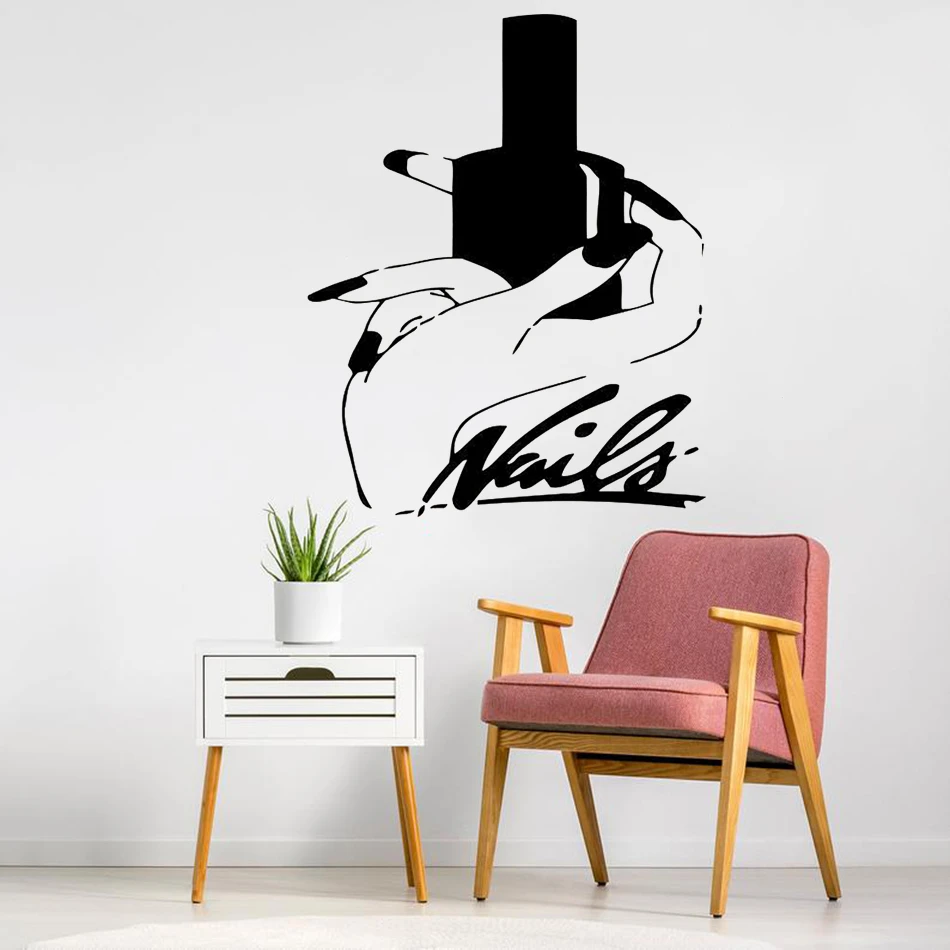 Paznokcie Manicure Sciana Z Logo Naklejki Salon Paznokci Zdejmowane Dekoracje Artystyczny Lakier Do Paznokci Winylowa Naklejka Na Sciane Dziewczyna Paznokci Artysta Mural Ac639 Wall Stickers Aliexpress