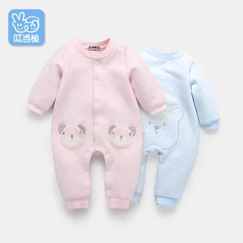 

Dinstry 2018 baby Romper Embroidered bear spring and autumn unisex