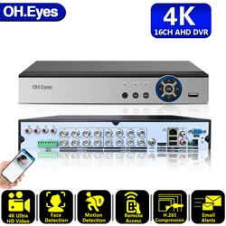 Caméra IP de vidéosurveillance Ultra HD 6 en 1, enregistreur DVR, H.265 + 16CH 4K AHD, détection de visage, 8mp, AHD NVR, sécurité 