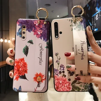

Luxury Flower Wrist Strap Case Cover for Redmi Note 5 5A 6 7 8 Pro K30 Funda Xiaomi 9 8 6x 5x Emboss Matte Soft TPU Shell Coque