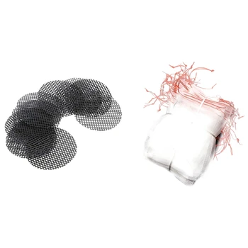 

New 50 Pcs 8cm Round Flower Pot Hole Mesh Pad Bonsai Pot Bottom Grid Mat & 50Pcs Garden Netting Bags Vegetable Grapes