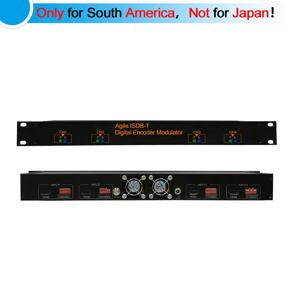 ISDB T модулятор 1U стойка 4 канала 1080P HDMI к цифровому Кодировщику расширения по