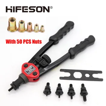 

HIFESON Hand Threaded Rivet Nut Gun With 50 pcs nuts 606 Insert Manual Riveter Riveting Rivnut Tool for M3 M4 M5 M6 M8 nuts