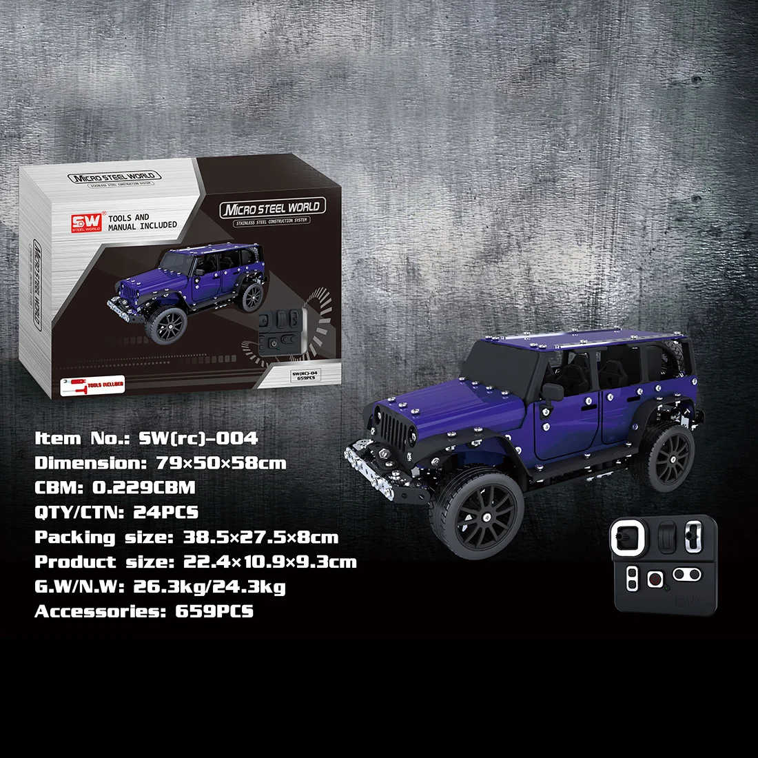 659 шт. 1:16 из нержавеющей стали RC внедорожника строительный блок DIY маленькая частица Сборная модель игрушки