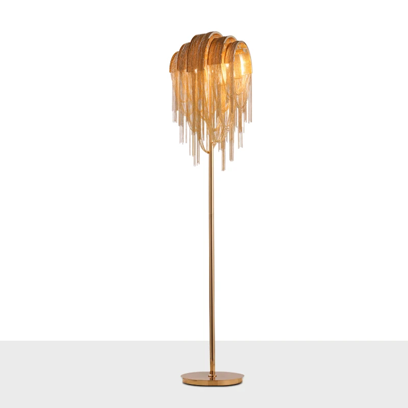 Модный серебристный декоративный напольный светильник для гостиной торшер с золотой подвеской настольная лампа с золотистой бахромой для спальни led светильник в гостиную