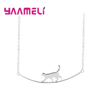 

11.11 Sale Nice Christmas Gift for Girls Sterling Silver Rolo Chain Cat Pendant Necklace Birthday Party Accessories Jewellery