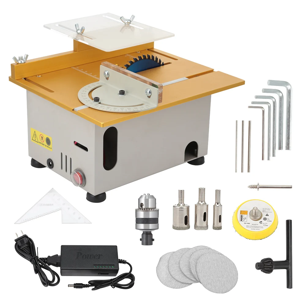 

7000RPM Table Saw Handmade Woodworking Bench Saw DIY Hobby Model Crafts Cutting Tool With Power Supply Circular Saw Blade