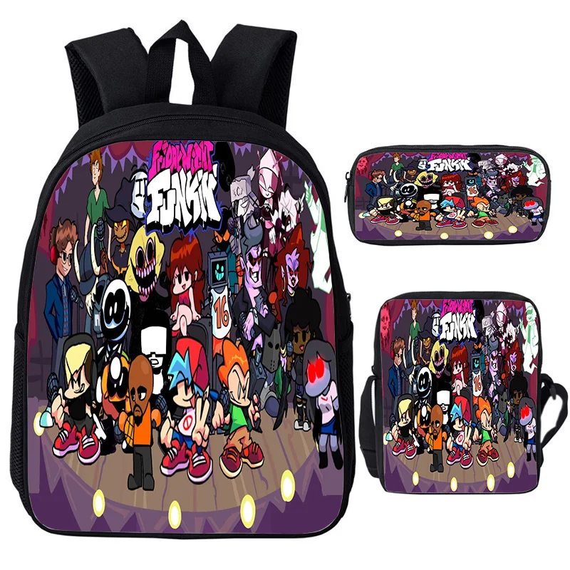 Friday Night Funkin Backpack Cartoon Game Travel Bag School Book Bag Laptop Bag Daypack Lunch Bag for Boys Girls