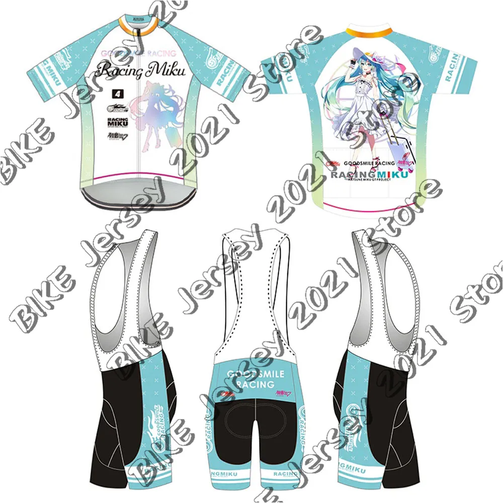 New Racing Miku Cycling Jersey Set Summer Japan Mens Clothing Road Bike Shirts Suit Bicycle Bib Shorts MTB Maillot Culotte