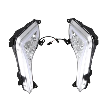 

Car Flashing 2Pcs LED DRL Fog Lamps Cover Daytime Running Light Daylight with Turn Signal Yellow for Hyundai Elantra 2014 2015