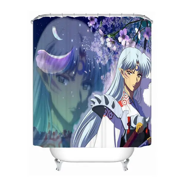 Shower Curtain Пользовательские Ретро аниме Inuyasha душ Ванная комната Шторы Mildewproof Водонепроницаемый полиэстер различные размеры#0421-21-55 - Цвет: Shower Curtain