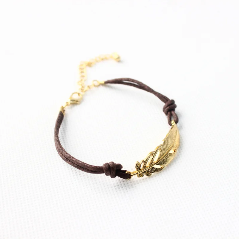 

New Brand Gold Leaf One Direction Leather Bracelet Bangle Shamballa Bracelet for Women Pulseiras Femininas