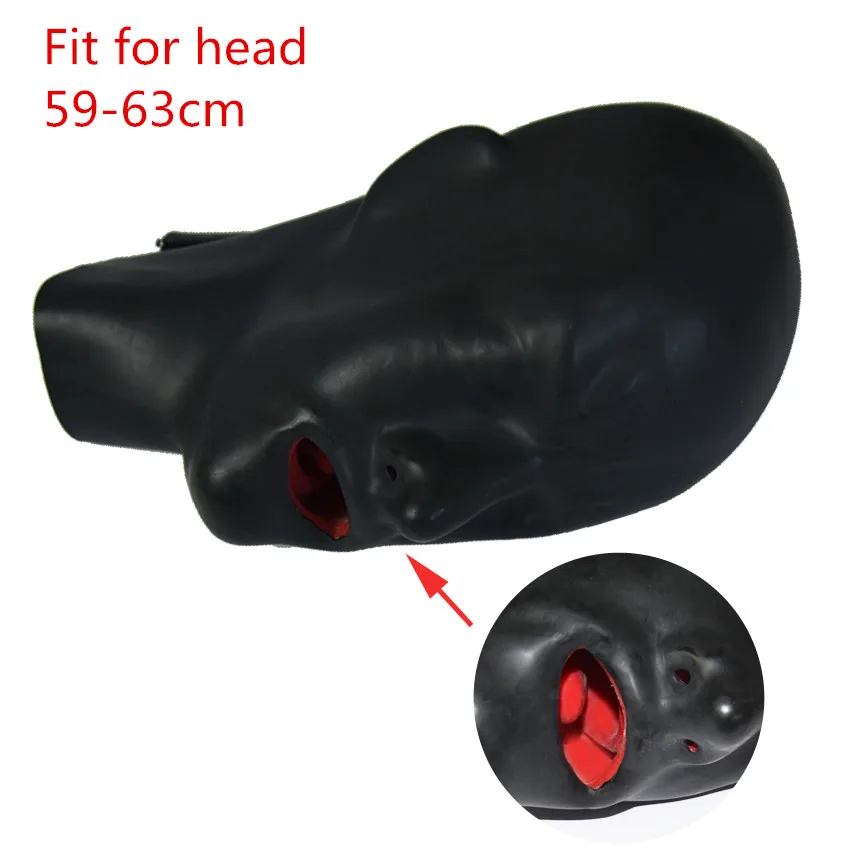 Latex human hood with tongue-4