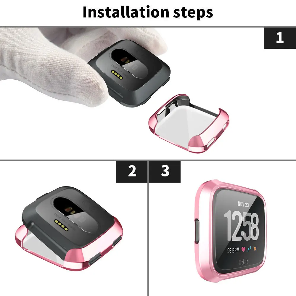 5 Colors Compatible with Fitbit Versa Screen Protective Case Scratch-Resistant 