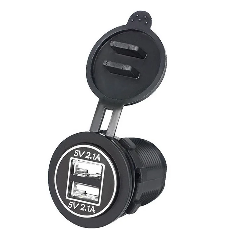 Белый Для мотоциклов и автомобилей Dual USB Зарядное устройство гнездо вольтметр адаптер Напряжение 12 V-24 V Напряжение Измеритель Тока Тестер светодиодный Дисплей - Цвет: Белый