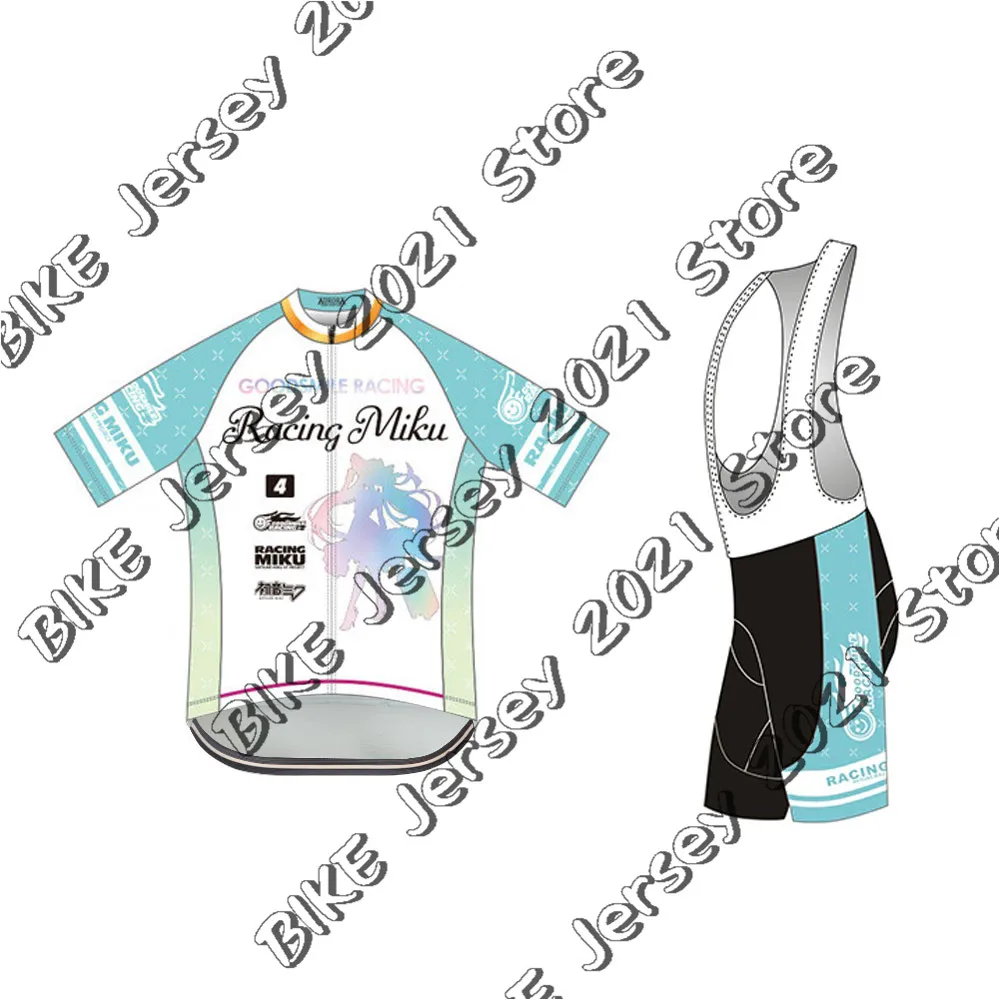 New Racing Miku Cycling Jersey Set Summer Japan Mens Clothing Road Bike Shirts Suit Bicycle Bib Shorts MTB Maillot Culotte