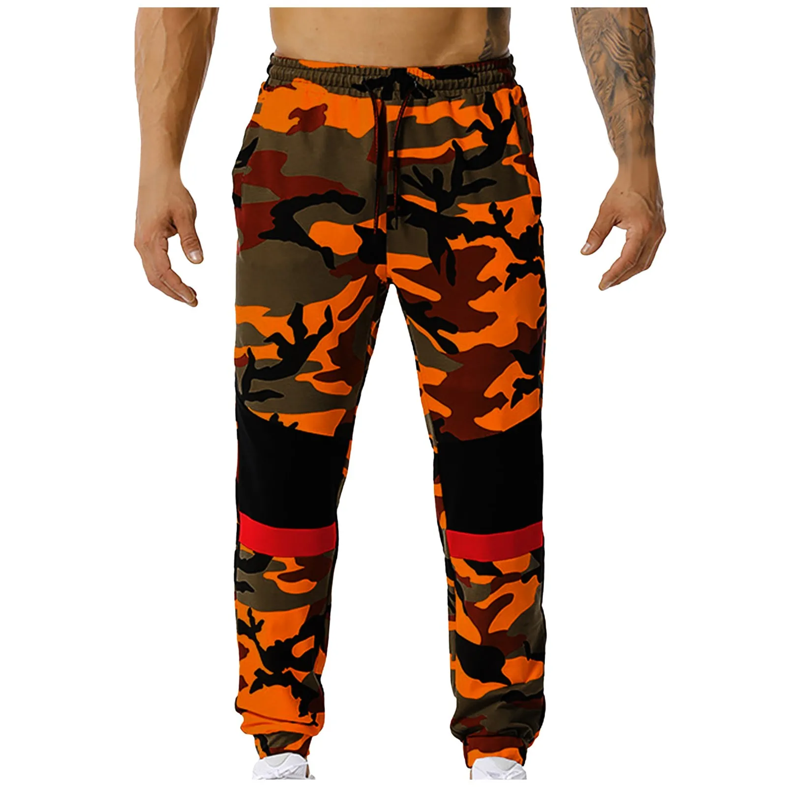 Spring Autumn Men's Slim Mid-waist Lace-up Casual Daily Fashion Comfortable Pants Camouflage Sports Trousers мужская одежда 2