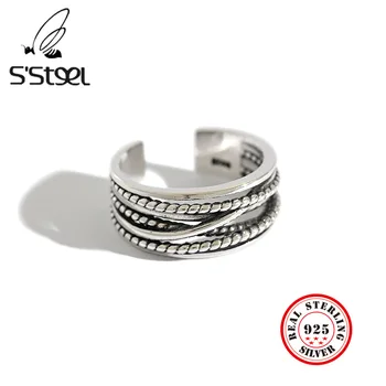 

925 Sterling Silver Rings For Women Vintage Resizable Handmade Anillos Plata 925 Para Accesorios Mujer Moda 2019 Fine Bijuteria