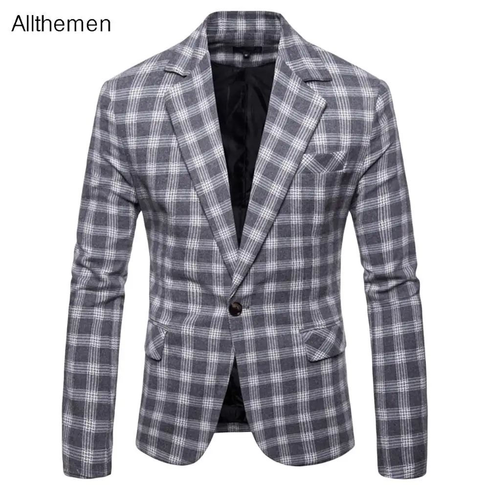 Мужской Блейзер Allthemen мужской модный клетчатый Повседневное платье пальто