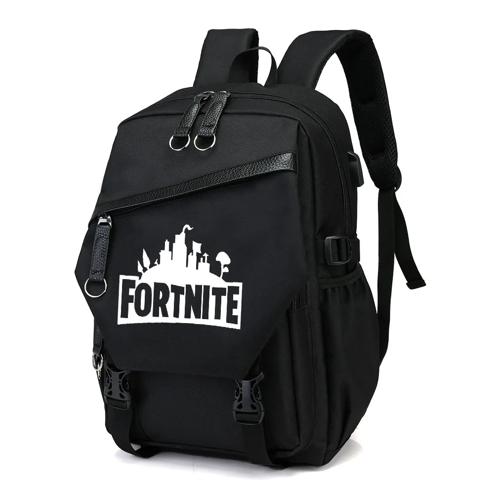 

Fortnite Game Mobilefortress Night Canvas Backpack Student School Bag Computer Bag with USB
