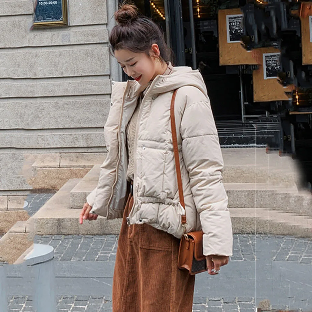 Abrigos Mujer Invierno парка на молнии Короткая хлопковая стеганая куртка с капюшоном теплая зимняя куртка женская однотонная зимняя куртка женская s# G30