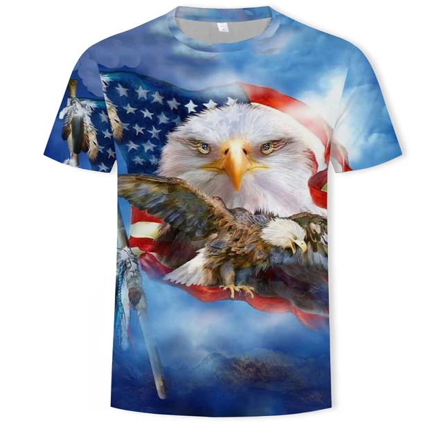 2021 Summer Fashion New Wings Flying Eagle 3D Printed Pattern Men's Trend Short Sleeve Casual T-shirt Top T1835