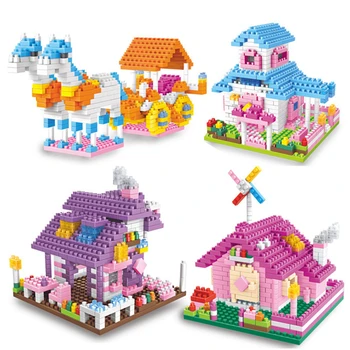 

Girls Dream Castle Building Blocks Set Pink Girl Princess Family House Classic Educational Bricks Toys For DIY Children Gifts