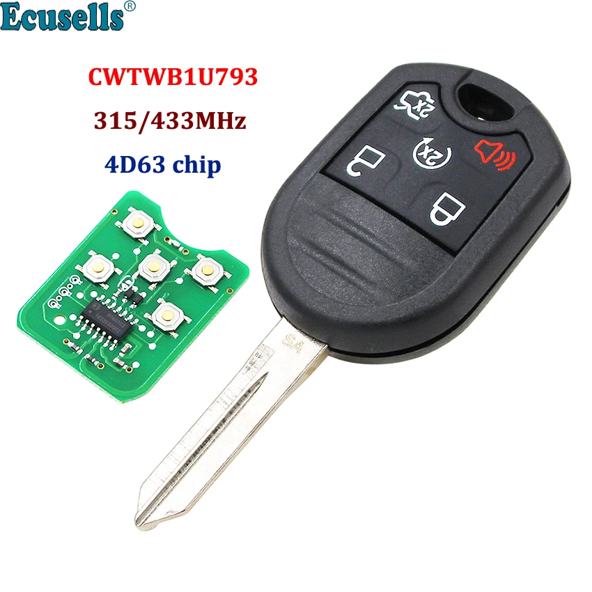 5 Button Remote Key Fob for Ford Expedition Explorer Taurus Flex 315/433MHz with 4D63 80bit Chip FCC: CWTWB1U793|Car Key| - AliExpress