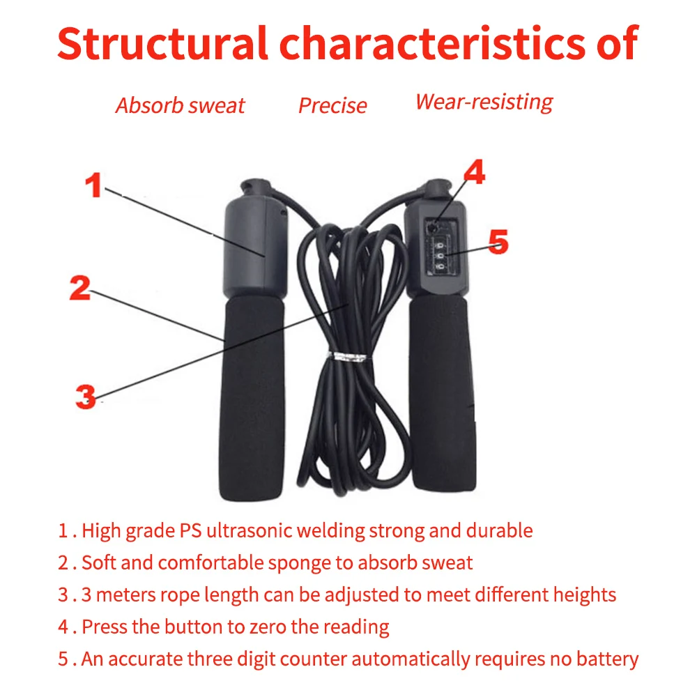 Jump Rope with Counter Fitness Crossfit Fast Speed Counting Jump Skipping Ropes Adjustable Wire Calories Workout Sports